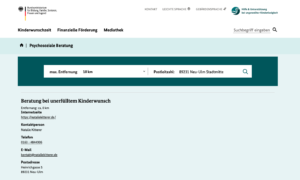 Natalie Kitterers Eintrag auf dem Informationsportal Kinderwunsch